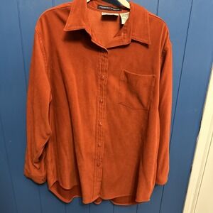 Vintage Bill Blass Premium Stretch Shirt Mens Large Long Sleeve Orange Button Up